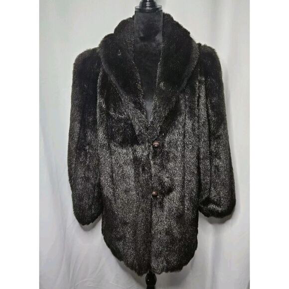 Outerlayers Vintage Faux Fur Coat US Made Chocolate Brown Jacket Size M/L - Picture 1 of 7